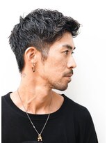 メリケンバーバーショップ コウベ(MERICAN BARBERSHOP KOBE) ネープレスツーブロックウェットアップバングパーマ@1