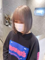サンク 原宿 表参道(cinq) ミルクティーベージュナチュラルボブミニボブケアブリーチ20代