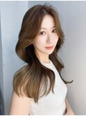 韓国ヘア_グレージュカラーボブウルフココアベージュ_39302