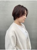 ラフパーマショート×暗めオレンジ