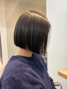 ノク 渋谷(nok) タッセルbob_美髪ピンクブラウン切りっぱなしボブエアリーロング