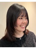 ミディアムレイヤー/顔回りレイヤー/20代30代40代