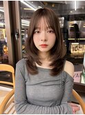 簡単スタイリング/伸ばしかけヘア/小顔ヘア/ブリーチなしカラー