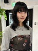 レイヤーカットミディアムレイヤー姫カットワイドバング