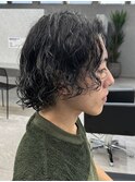 メンズミディアムボブパーマニュアンスパーマスパイラルパーマ