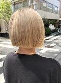外国人風ハイトーンカラー　切りっぱなしボブ　ブロンドヘア☆