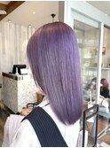 ラベンダーブリーチカラーダブルカラー前髪カットインナーカラー