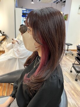 ルーム(Room) 韓国ロングイヤリングカラーピンク/インナーカラーピンク