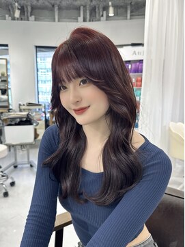 ハピネス 梅田茶屋町店(HAPPINESS) 韓国ヘア/レイヤーロング/ブリーチなし/ピンクブラウン