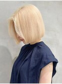 韓国ヘアボブミルクティーベージュダブルカラー堀江