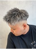MEN’S HAIR/ツイストスパイラル/ホワイトハイライト/西院/眉毛