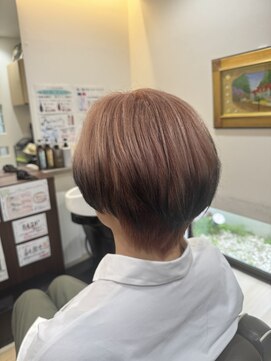 アクトスタイリッシュヘアー 知立(Act stylish hair) 大人かわいい丸みショートボブ×ピンクオレンジのエンドカラー