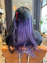 ゴデーレ(GODERE) インナーカラーレイヤーロングパープルブラック韓国風ヘア