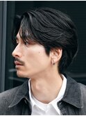 原宿フェザーショートメンズカットセンターパート刈り上げなし