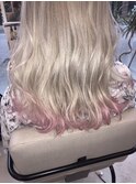 【ポイントカラー/裾カラー】＊毛先だけペールピンク＊