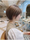 【津賀 涼】ショートグレージュカラーボブウルフココアベージュ