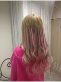 派手かわいいピンクカラー#プルエクステ#ダイヤモンドヘア