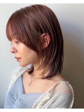 ラフ 新宿(Laff) ウルフボブ×ピンクブラウン【束感/ヘルシースタイル/新宿】