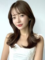 エインアンリー 明治神宮前(AIN.ANLY.) モーヴピンクベージュカラー韓国レイヤースタイル前髪カット