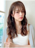 大人かわいい小顔セミロングレイヤーカットAライン