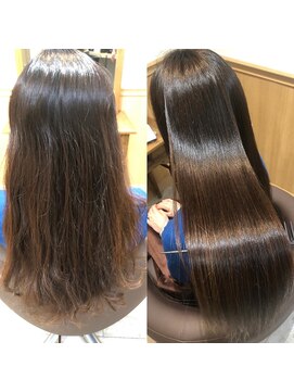 ブローテ ヘアアンドメイク(brote hair&make) 縮毛矯正劇的ビフォーアフター♪@竹下#美髪#大人かわいい