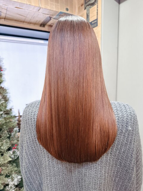 オルチャンヘアミルクチョコレートシルキーリラクシー斜めバング