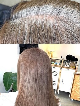 エモヘアー(emo hair)の写真/グレイカラーでもオシャレを！暗く染めるだけではなく、明るい色でなじませる施術が◎透明感×上品な髪色に