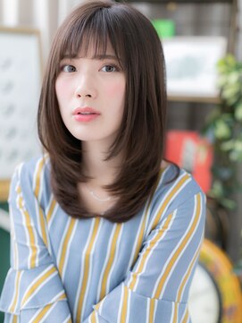 カバーヘア ブリス 大宮西口(COVER HAIR bliss) 斜めバングネイビーアッシュ内巻きワンカールc5大宮20代30代40代