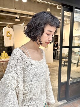 ちょきちょき 浜川店 黒髪ボブパーマ/ボブくるくるパーマ