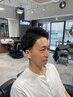 メンズカットコース＋ポイントパーマ（シェービング+眉毛カット込み）