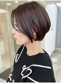 ショートボブ　前髪なし