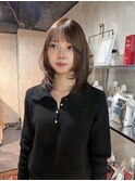 ミディアムレイヤーくびれレイヤーボブミルクティーベージュ渋谷