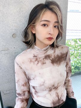 リコバイアフロート(riko by afloat) 韓国インナーカラー立ち上げバング外ハネボブ