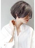 ☆ ダークグレージュ ＆ 透け感 ☆ 小顔ショート ♪ モードヘア