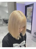 ブロンドベージュミルクベージュハイトーンボブ成増