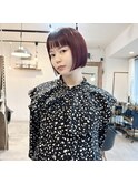 【lufun 森下】ローズレッド×ミニボブ 20代30代姫路