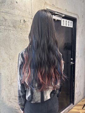 ラニヘアサロン(lani hair salon) インナーブルー×グラデーションピンク/ハイトーン/デザインカラ