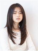 ロングレイヤー/20代30代大人かわいい/オリーブブラウン
