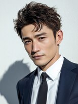 カットもパーマもイケメンパラダイス Men's天王寺 ニュアンス束感ショート(ビジネス仕様)