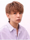 ラウンドマッシュショートレイヤーグレージュメンズブリーチ