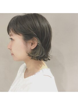 フェンヘアーアイス 中目黒(Fen.hair ici) 切りっぱなしボブ　アッシュ　ポイントカラー