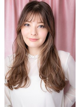 カバーヘア ブリス 上尾西口店(COVER HAIR bliss) ピンクベージュハイライト韓国風波巻きロングZ上尾20代30代40代