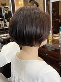 フェミニンピンクブラウン◎丸み前上がりショートボブ【池袋】