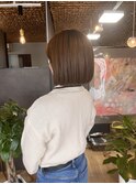 顎下ボブ/ストレート/耳(ツボ)ジュエリー/アッシュブラウン