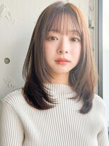 美髪小顔カットチェリーブラウンレイヤーカット薄め前髪