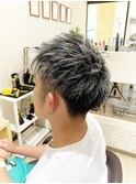 メンズツーブロック刈り上げショートホワイトメッシュ【メンズ】