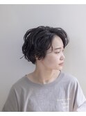 ショートボブ#センター分け#パーマ#黒髪#浜松#浜北#磐田#三ヶ日