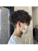 メンズニュアンスツイストパーマ刈り上げ束感ショートマッシュ
