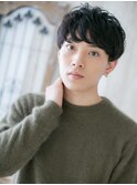 アッシュブラックなゆるふわ巻きパーママッシュヘアｌ札幌月寒