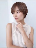 20代30代大人かわいい/斜めバング/シルキーベージュ/小顔/前髪